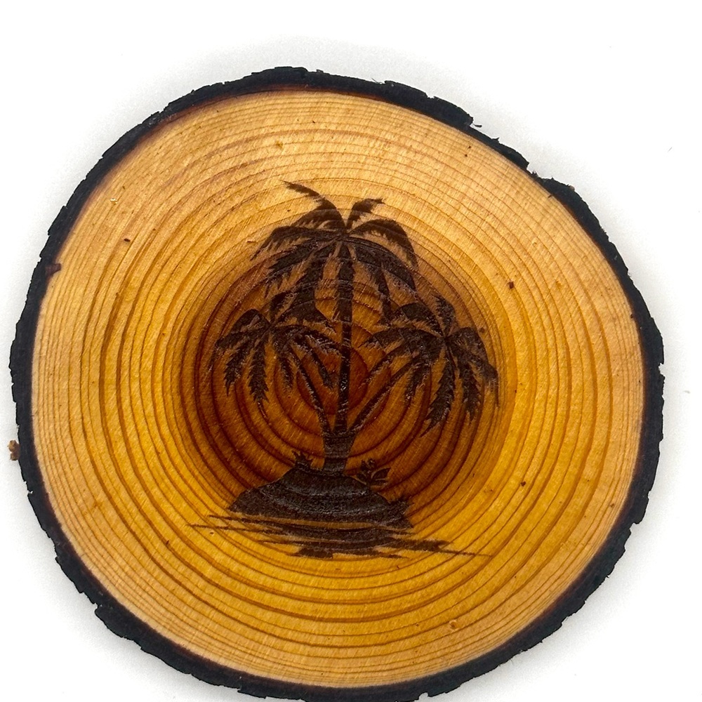 Custom Engraved Palm Trees Coaster Polyurethaned!
